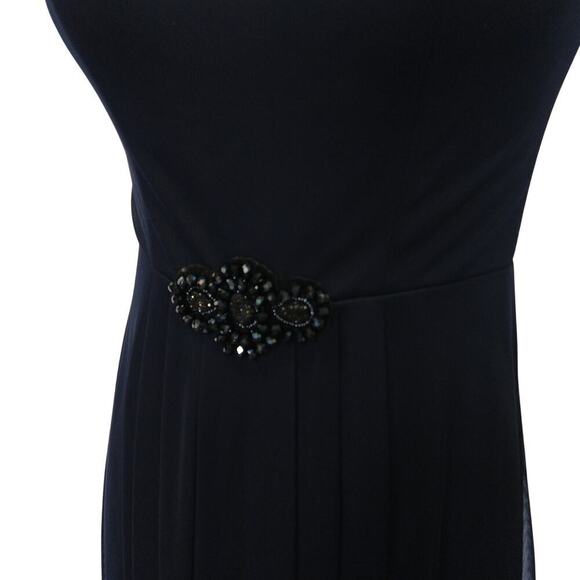 Vintage 90s Y2K Prom Dress Maxi Gown Size 6 Navy Blue Lace Formal Embellished - Picture 7 of 10